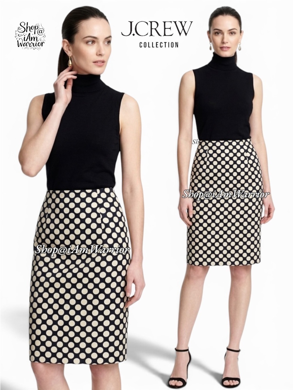J.Crew Collection silk/linen polka-dot pencil skirt *shop@iamwarrior
